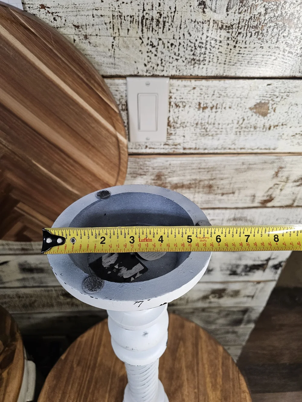 Tall Rustic/Farmhouse White Distressed Wooden Candle Holder
